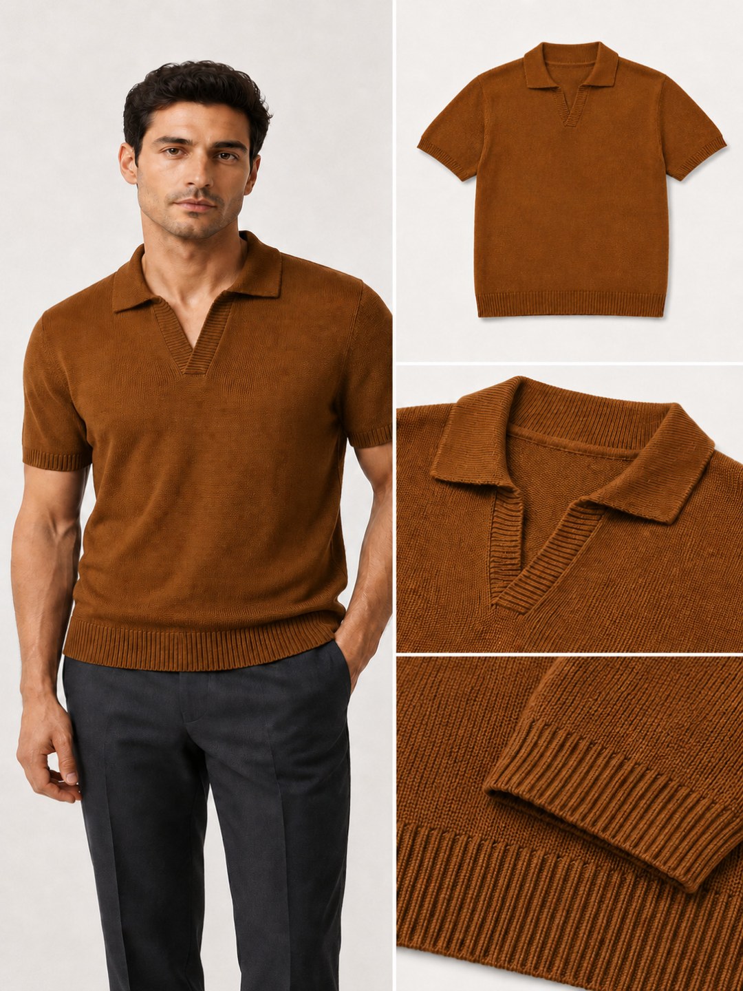 Camisa Tricô Polo Zara - Marrom  — foto 3