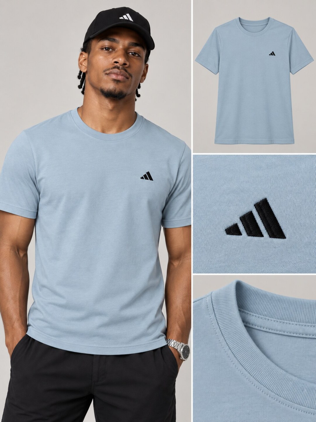 Camiseta Adidas Essential- Azul Caribe — foto 3