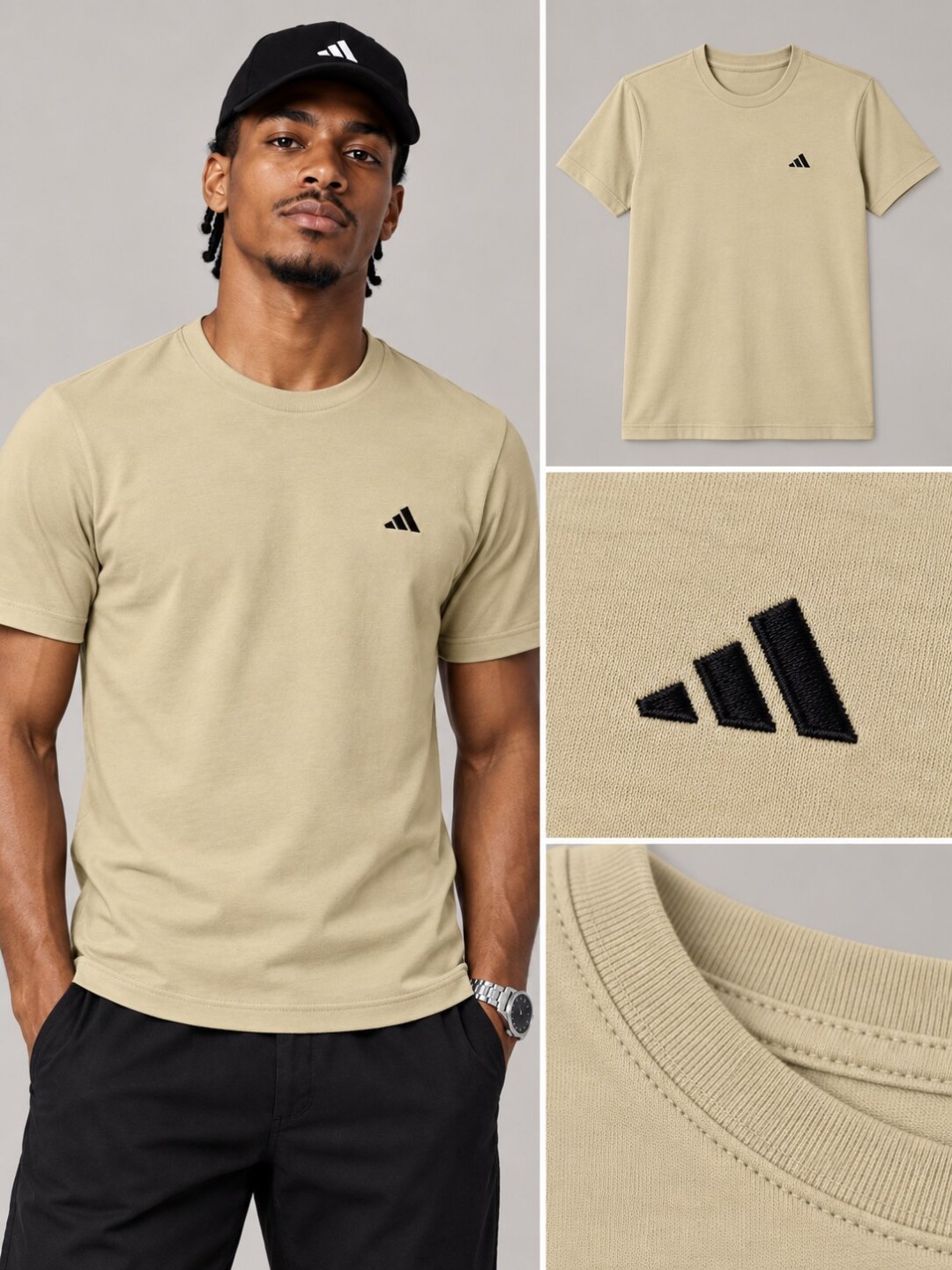 Camiseta Adidas Essential- Caqui Claro  — foto 3