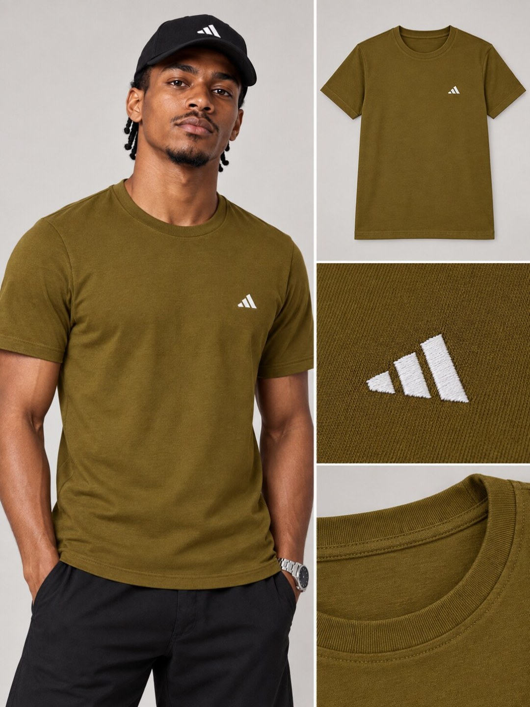 Camiseta Adidas Essential- Caqui Escuro  — foto 3