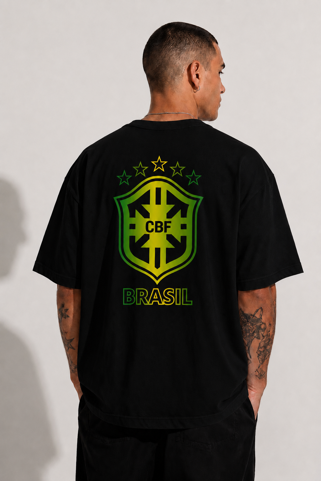 Camiseta Brasil Crest Vintage Preta 