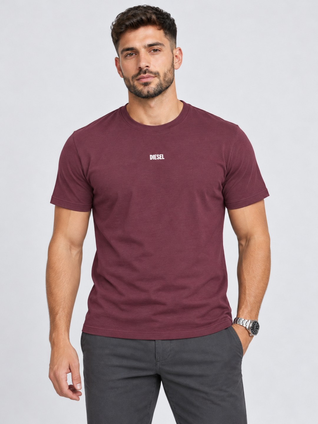 Camiseta Diesel Slim Logo Emborrachada — foto 3