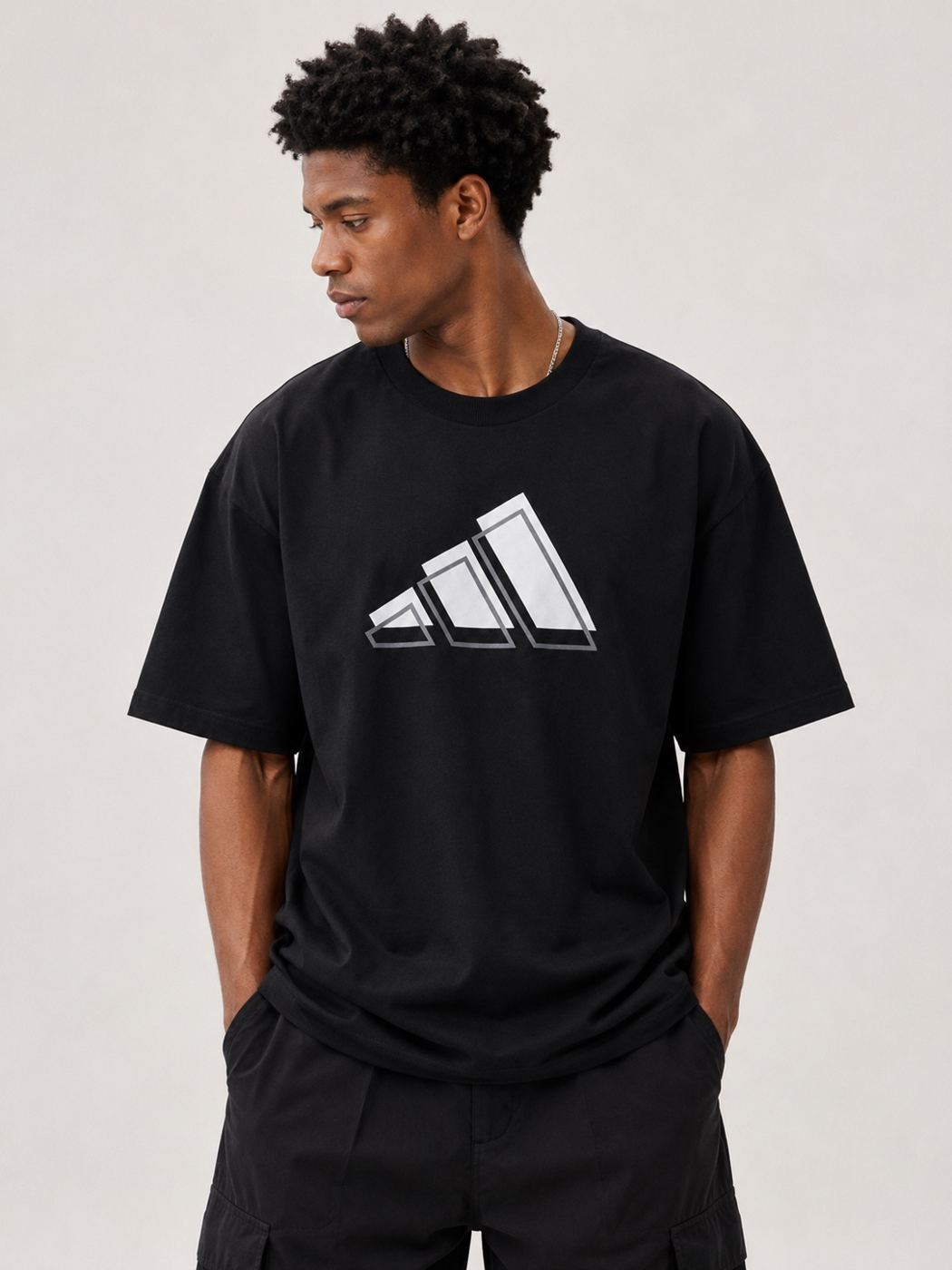 Camiseta oversized Adidas shadow lines preta  — foto 2