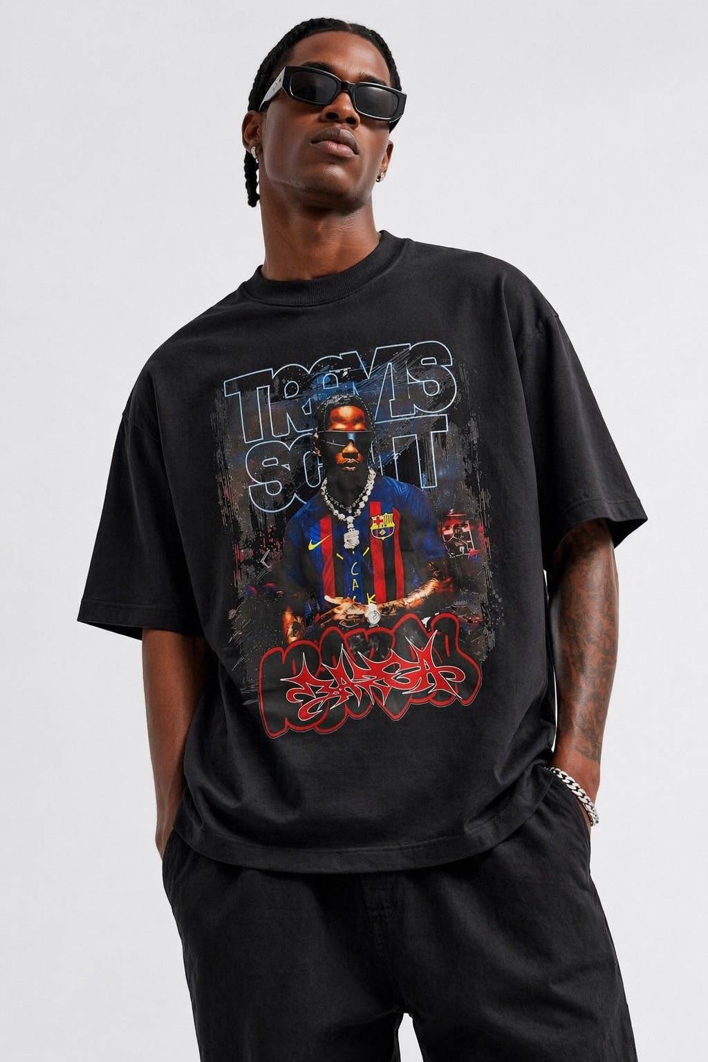 Camiseta oversized Travis Barça preta  — foto 2