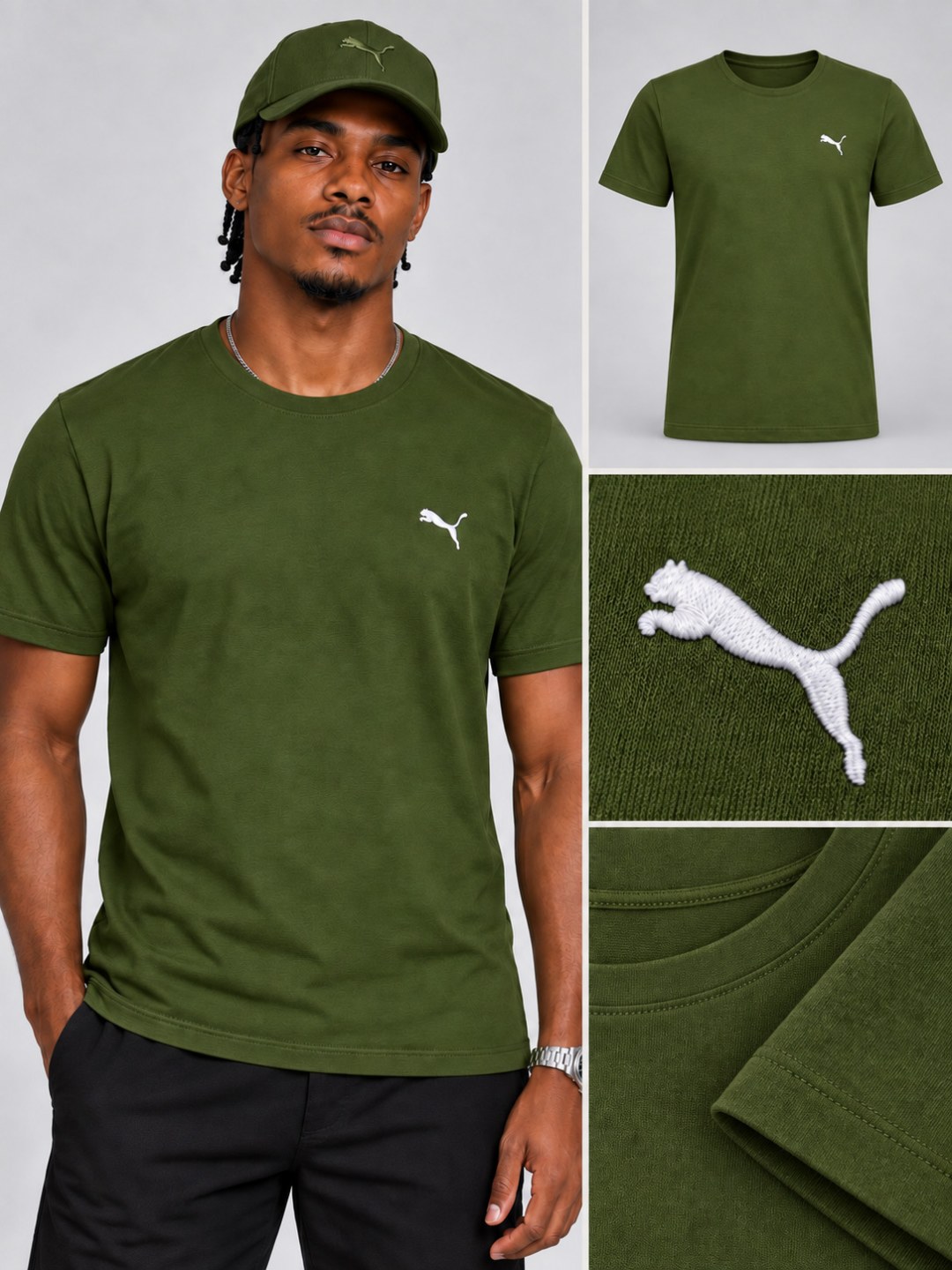 Camiseta Puma Essential- Verde Militar — foto 3