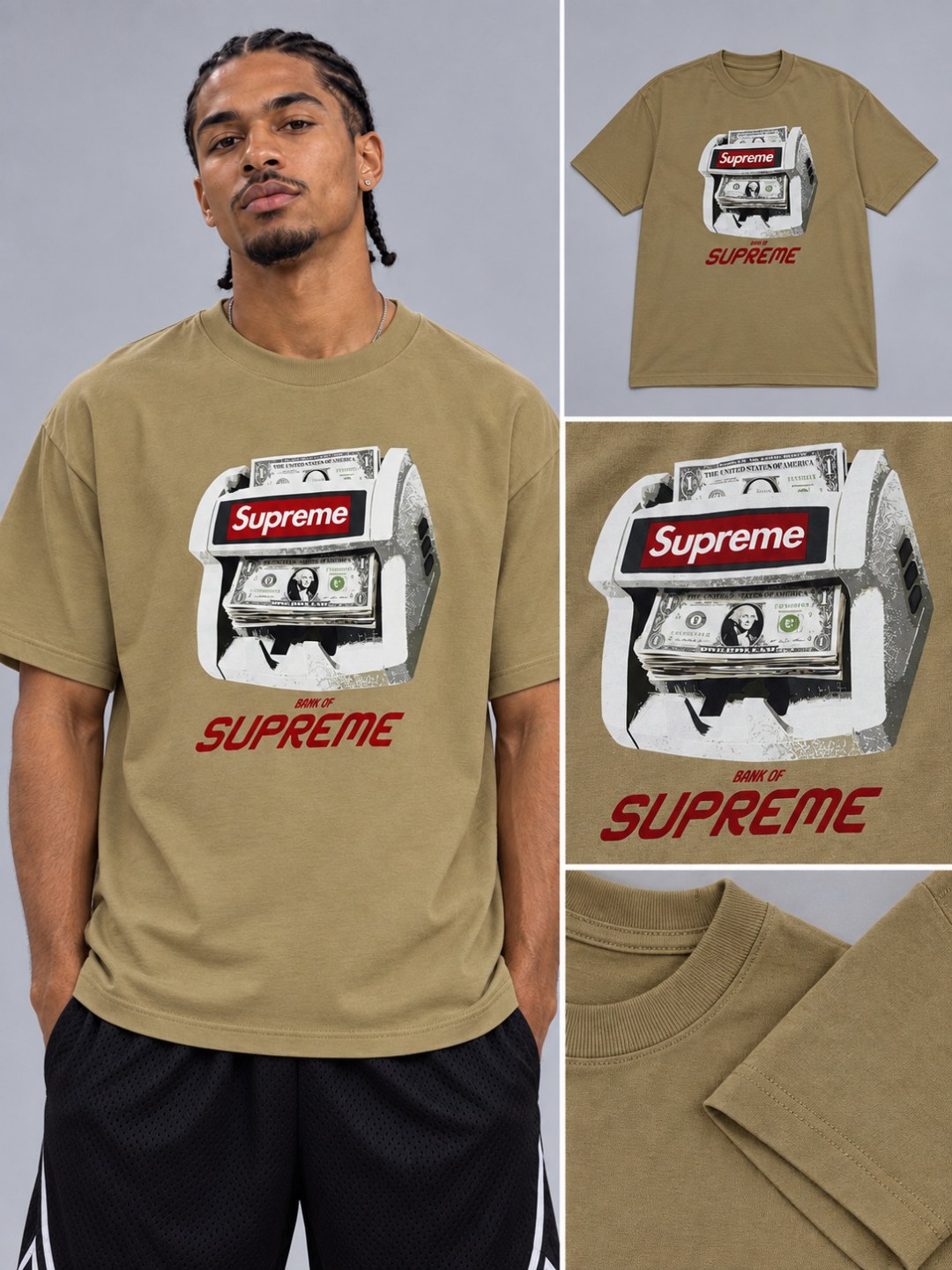 Camiseta Supreme Bank- Bege — foto 3