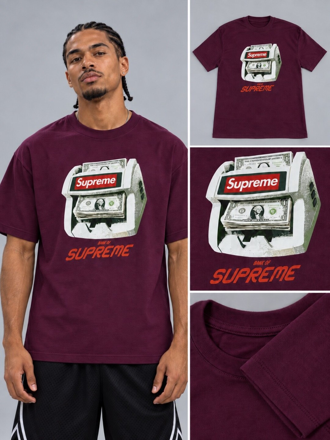 Camiseta Supreme Bank- Vinho  — foto 3