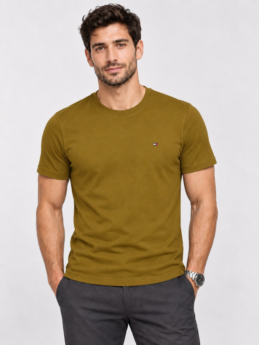 Camiseta Tommy Hilfiger Slim Essential — Preto  — foto 3