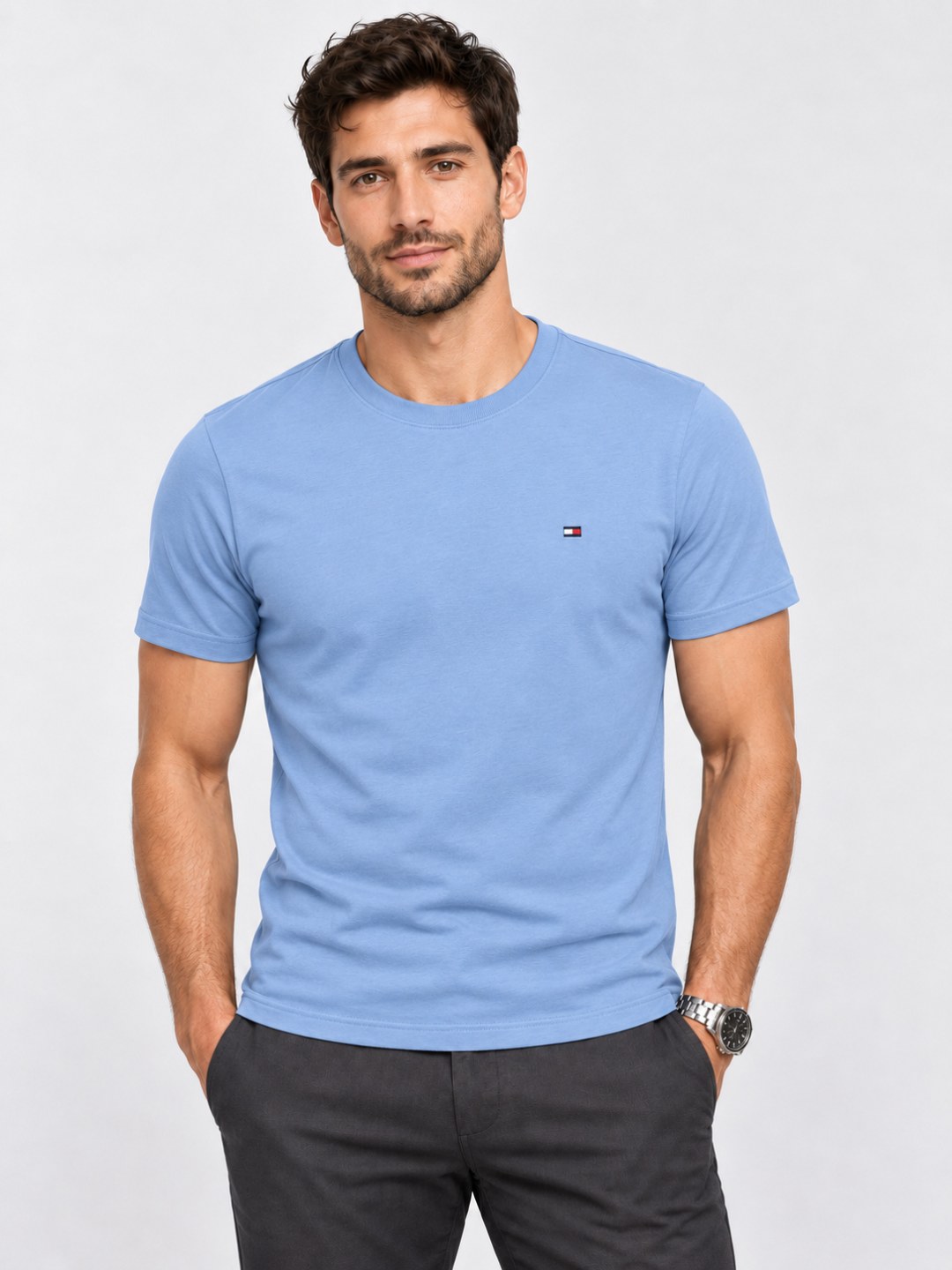 Camiseta Tommy Hilfiger Slim Essential — Preto  — foto 4