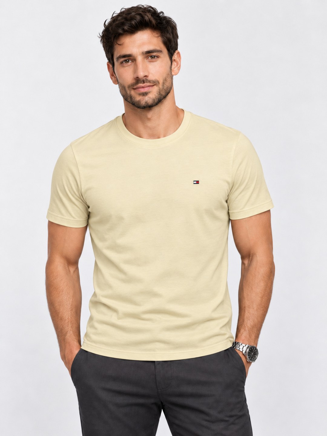 Camiseta Tommy Hilfiger Slim Essential — Preto  — foto 6