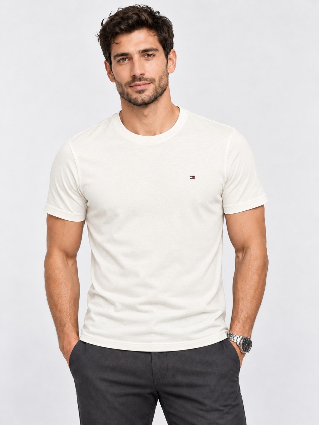 Camiseta Tommy Hilfiger Slim Essential — Preto  — foto 7