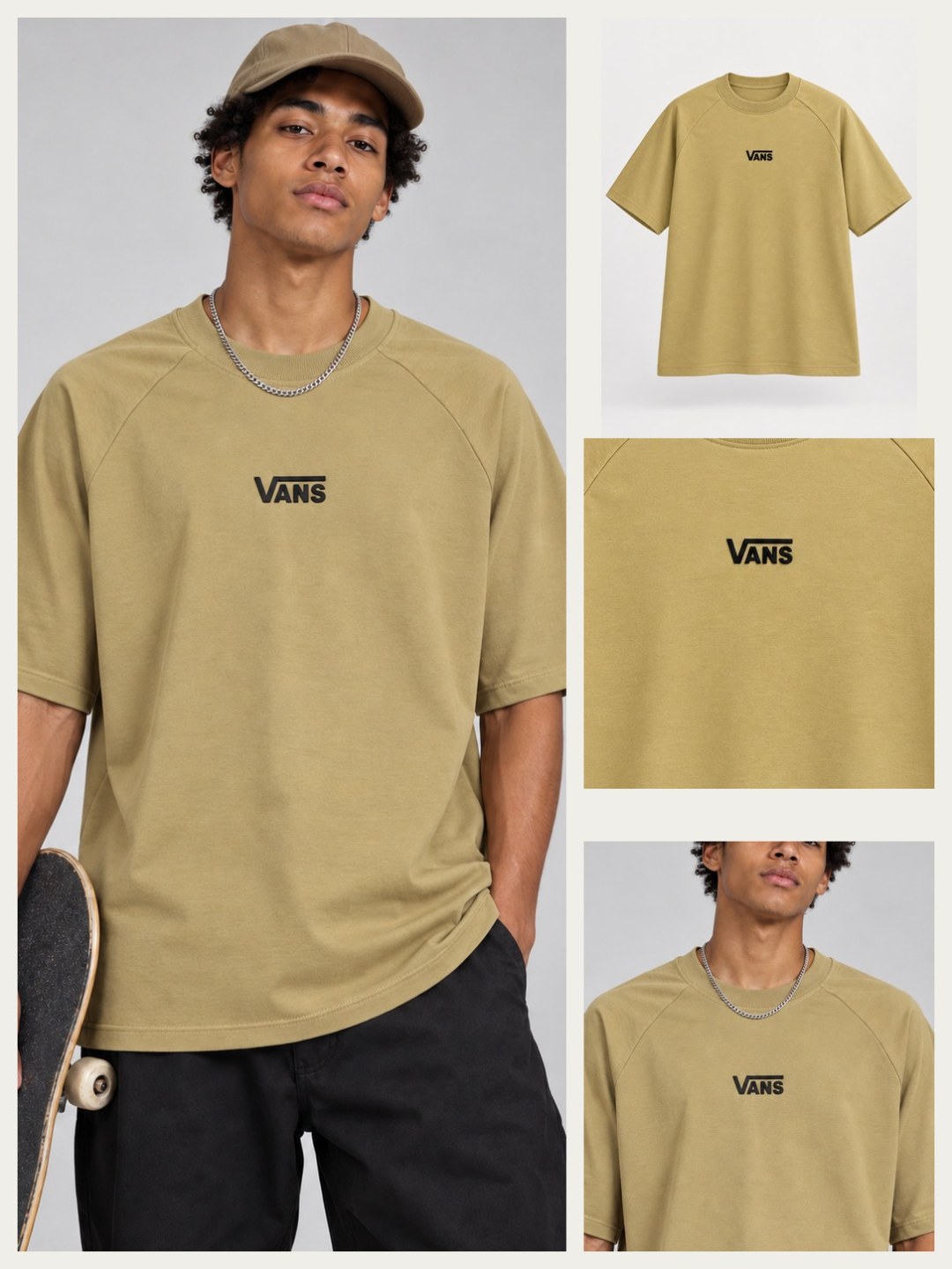 Camiseta Vans Raglan Oversized- Bege — foto 3