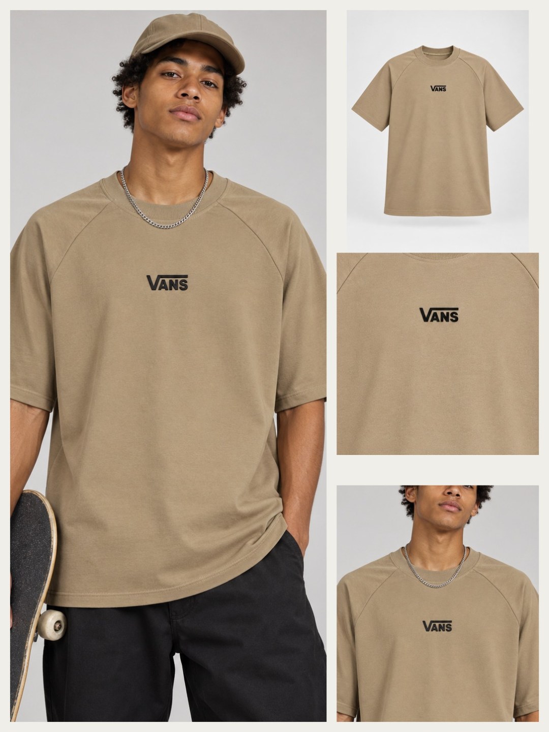 Camiseta Vans Raglan Oversized- Caqui Escuro — foto 3