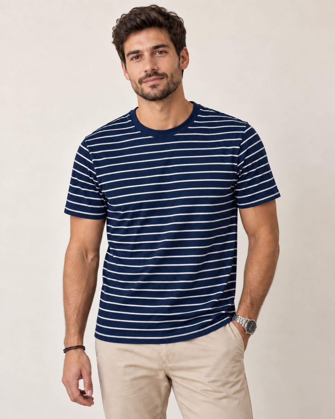 Camiseta Zara Listrada Slim- Azul — foto 2