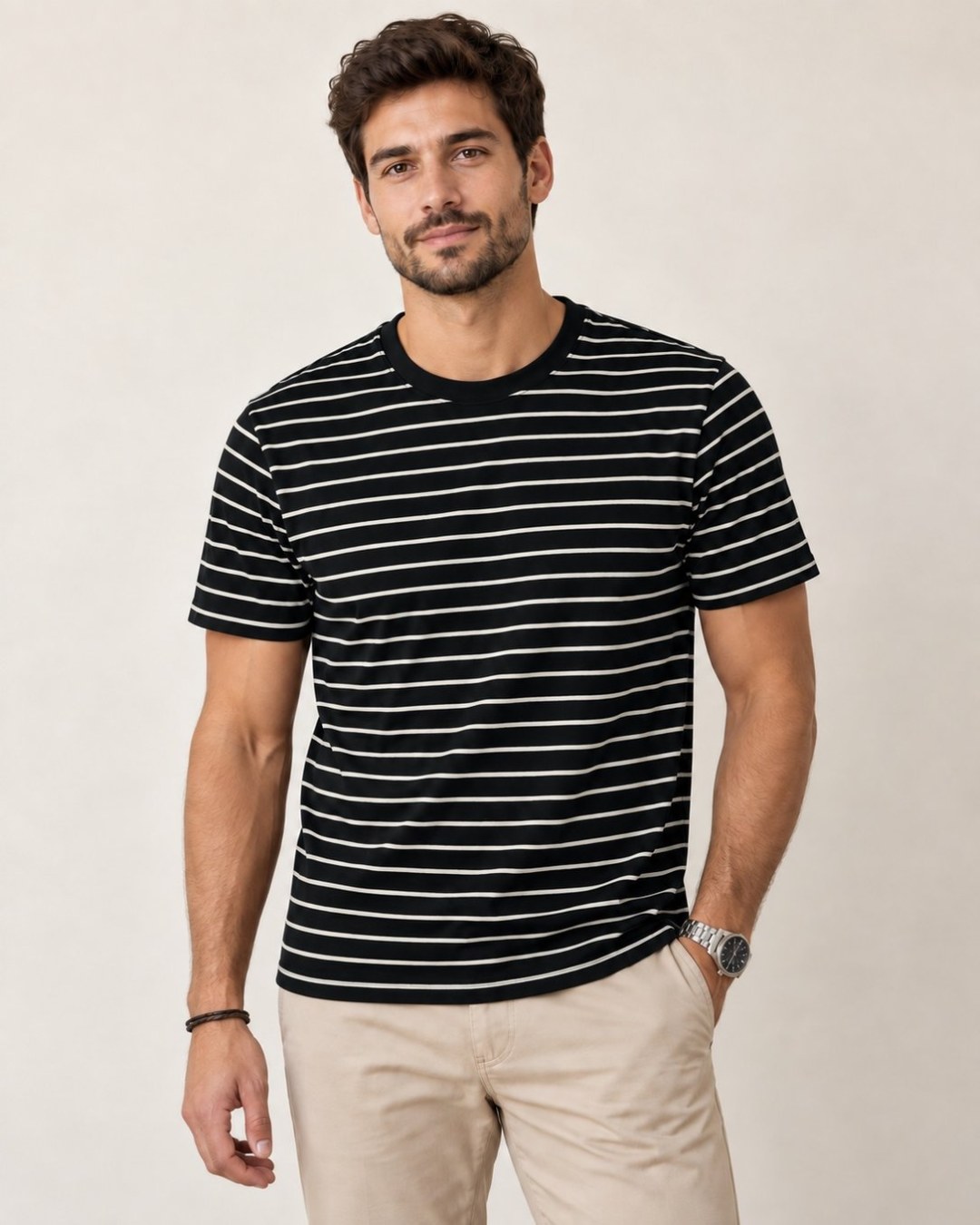 Camiseta Zara Listrada Slim- Preta  — foto 2