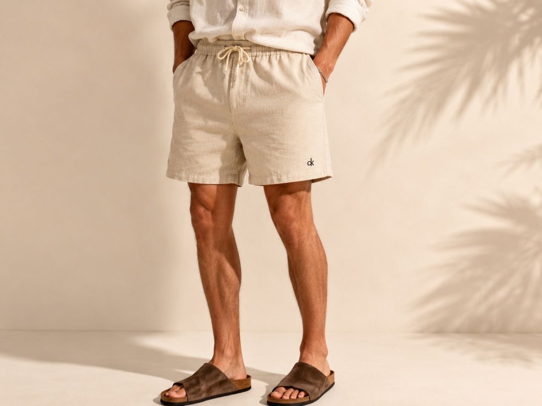 Short de linho caqui Calvin Klein  — foto 3