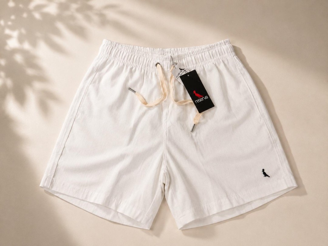 Short de linho off white reserva 